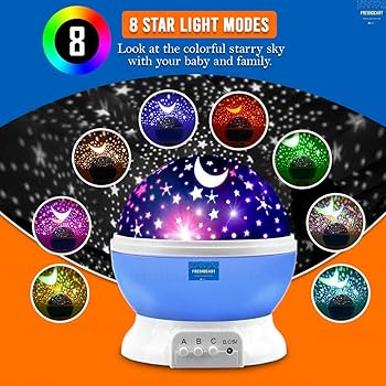 FreshDcart Star Moon Night Light Rotating LED Star Moon